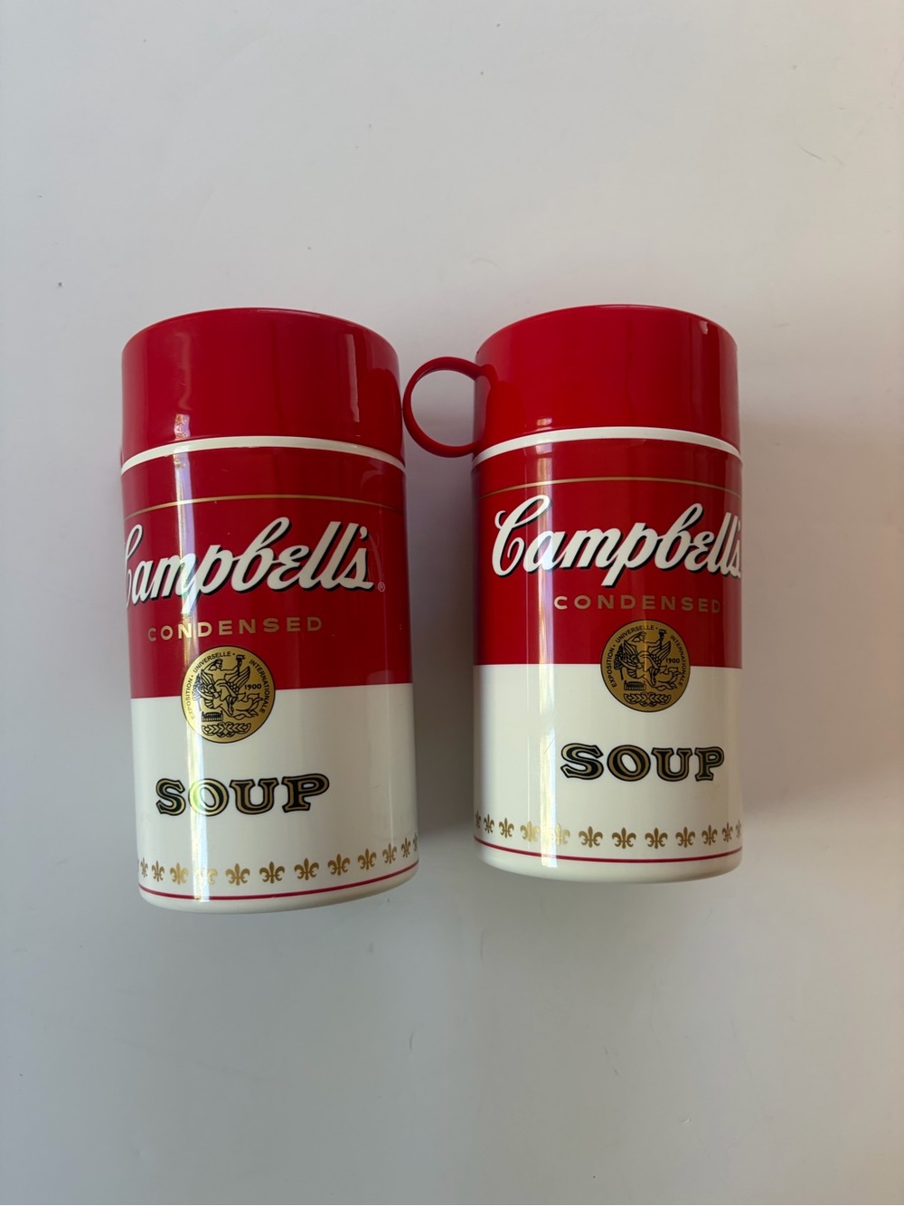 Set of two Campbell's Red & White Retro Soup- Thermos.   Branded Novelty